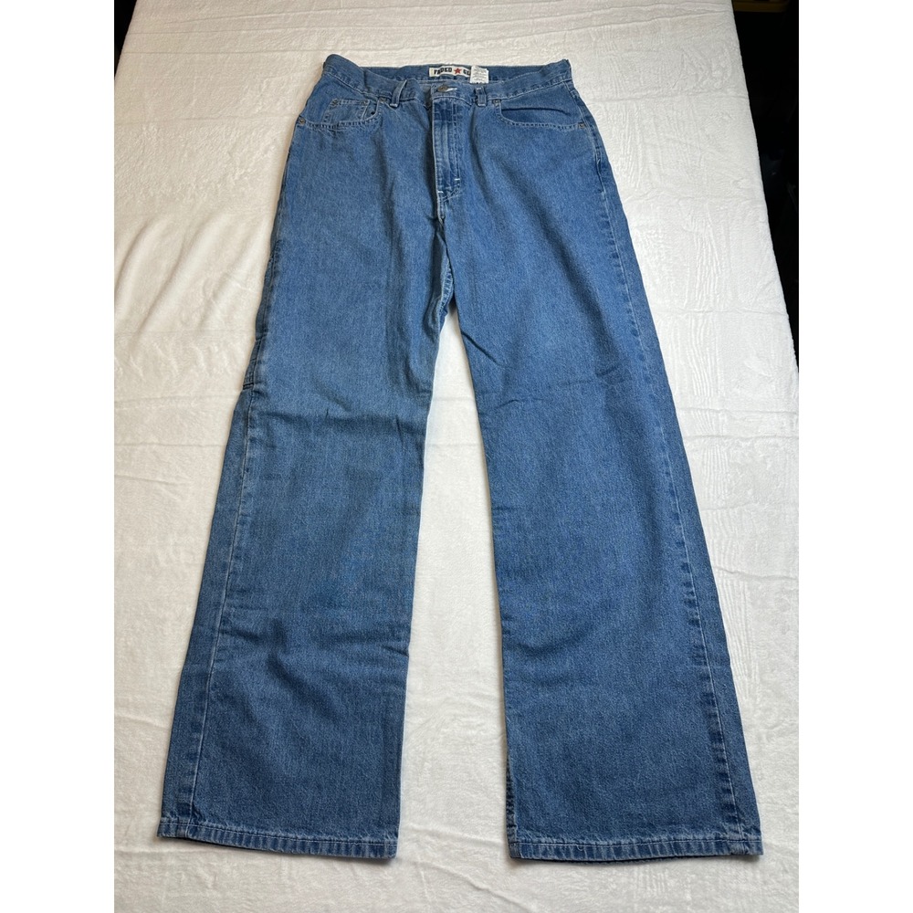 Faded Glory Carpenter Jeans Womens 12 Blue Wide Leg High Rise Cotton 106615